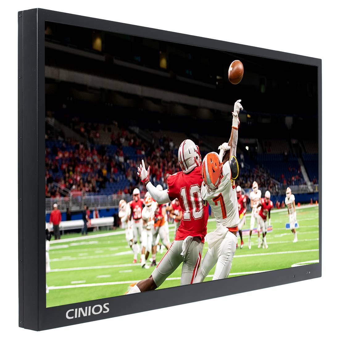 43 inch Cinios 4K outdoor TV with football sports on the screen